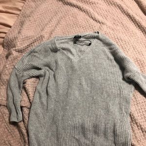gray sweater from express shorter arm sleeves